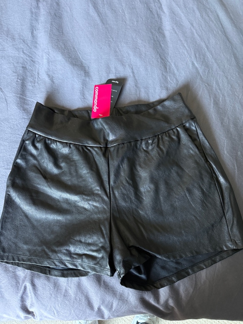 Commando Black Faux Leather High-Waist Shorts